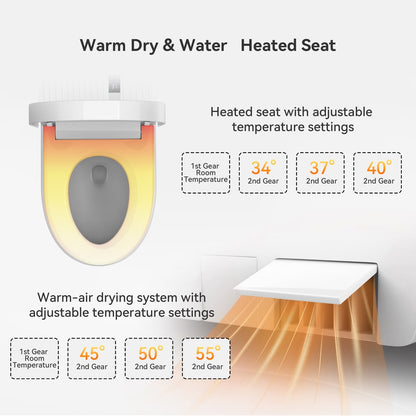 Glowin K1 Smart Bidet Toilet with Heated Seat & Rear Ambient Light, 1.32 GPF
