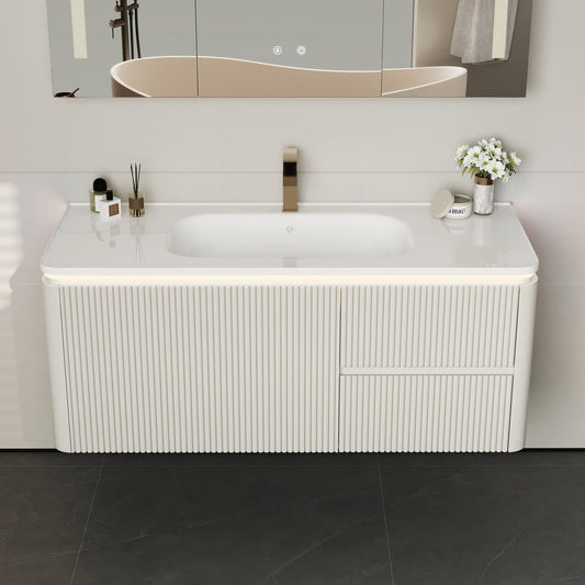 Bathroom Vanity Set 47.2" Modern Warm White LED Floating Bathroom Vanity with Sink