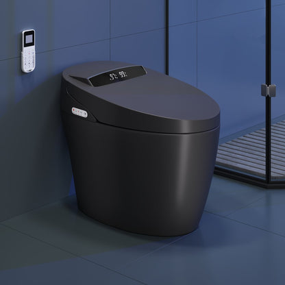 Hynova AX1 Pro Smart Bidet Toilet with Zero Water Pressure & Auto Flush, Black, 1.28 GPF