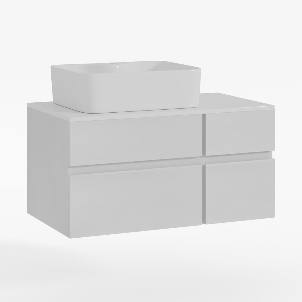 Modern 31.5" Floating Single Bathroom Vanity with Stone Resin Top, Ceramic Basin