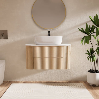 Bathroom Vanity Set 31.5" Modern Floating Sintered Stone Bathroom Vanity with Sink