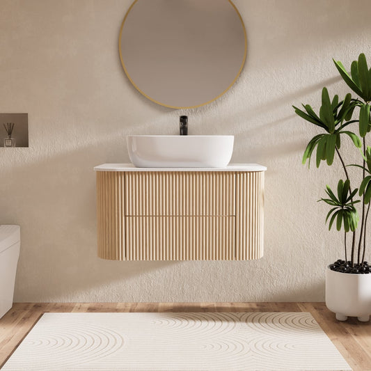 Bathroom Vanity Set 31.5" Modern Floating Sintered Stone Bathroom Vanity with Sink
