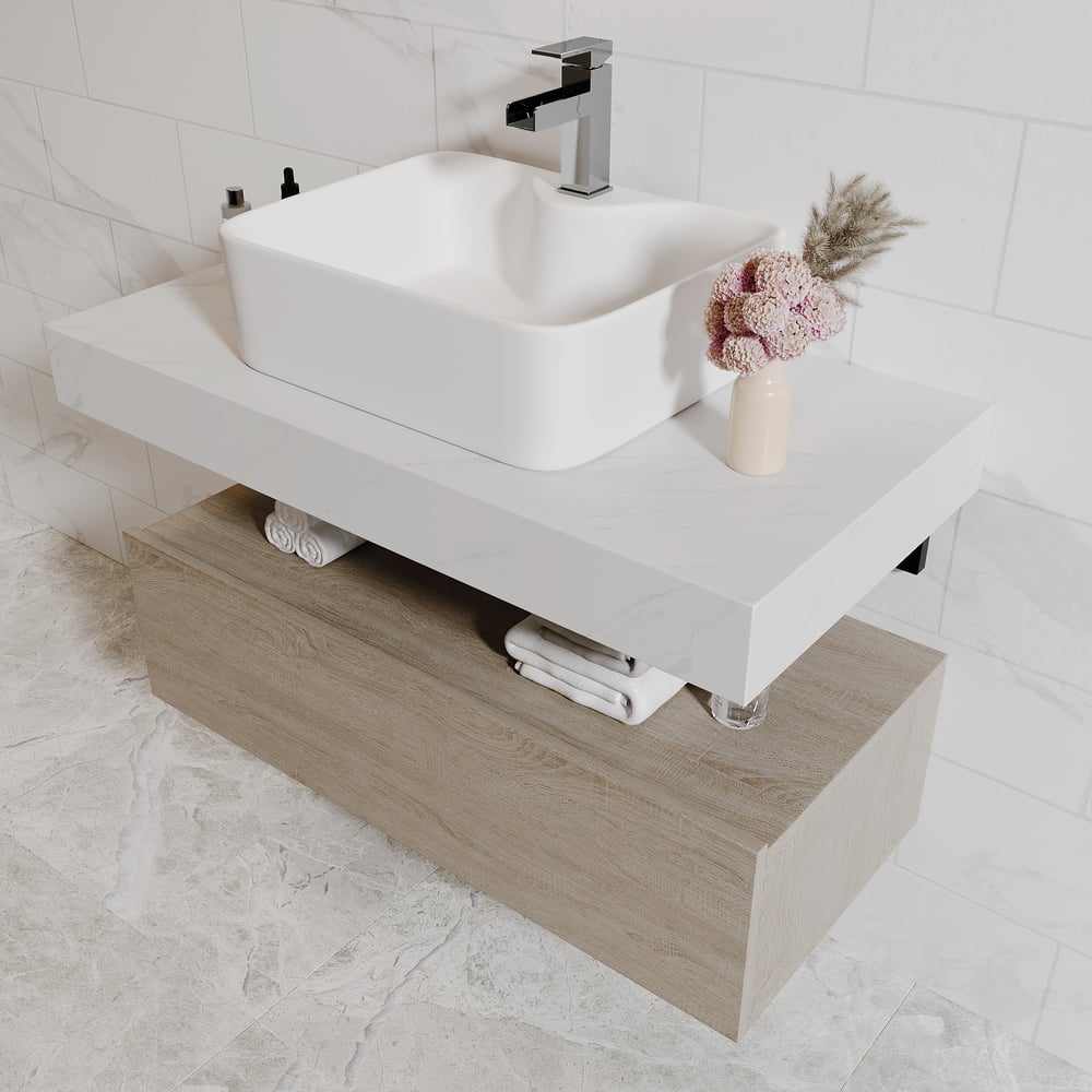 Modena 35.4"Floating Single Bathroom Vanity with Sink, Sintered Stone Top