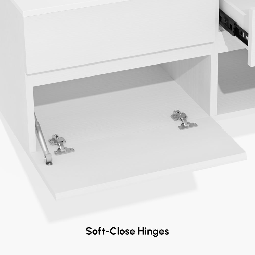 Modern 31.5" Floating Single Bathroom Vanity with Stone Resin Top, Ceramic Basin