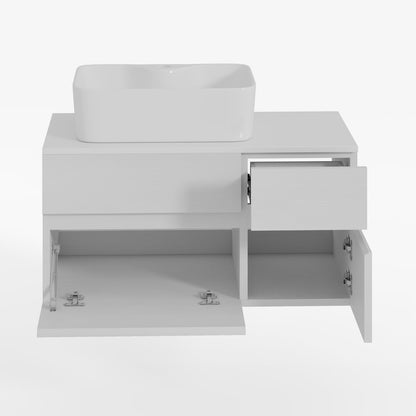 Modern 31.5" Floating Single Bathroom Vanity with Stone Resin Top, Ceramic Basin