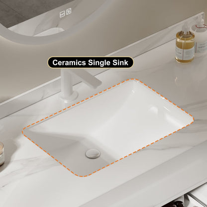 Modern 35.4" Floating Single Bathroom Vanity with Sink, Sintered Stone Top
