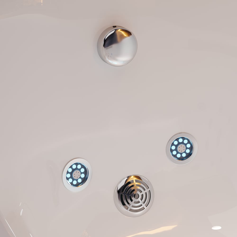 67" 2-Person Whirlpool Bathtub with Massage Jets & Thermostatic Control