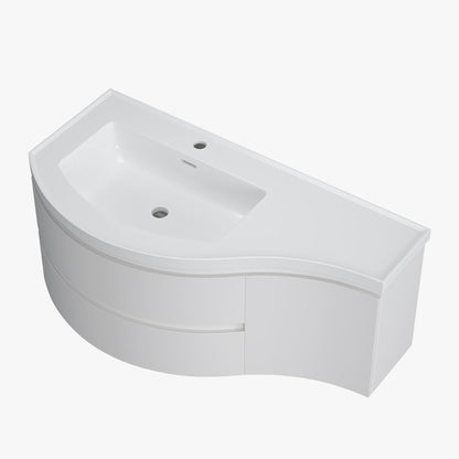 35" Floating Single Curved Bathroom Vanity with Sink & Storage