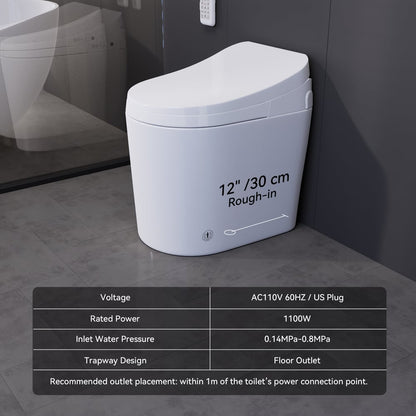 Fitro H1 Compact Smart Bidet Toilet with Deodorization and Automatic Flushing, 1.32 GPF