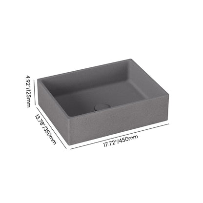 18'' Gray Concrete Vessel Sink Modern Rectangular Countertop Basin for Bathroom Vanity