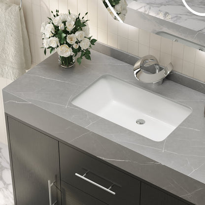 39.4" Freestanding Black Bathroom Vanity, Sintered Stone Countertop & Silver Handles