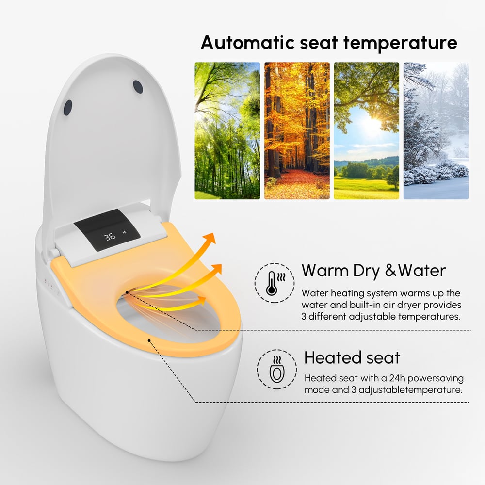 Hynova AX8 Pro Smart Bidet Toilet with UV Sterilization, White, 1.28 GPF