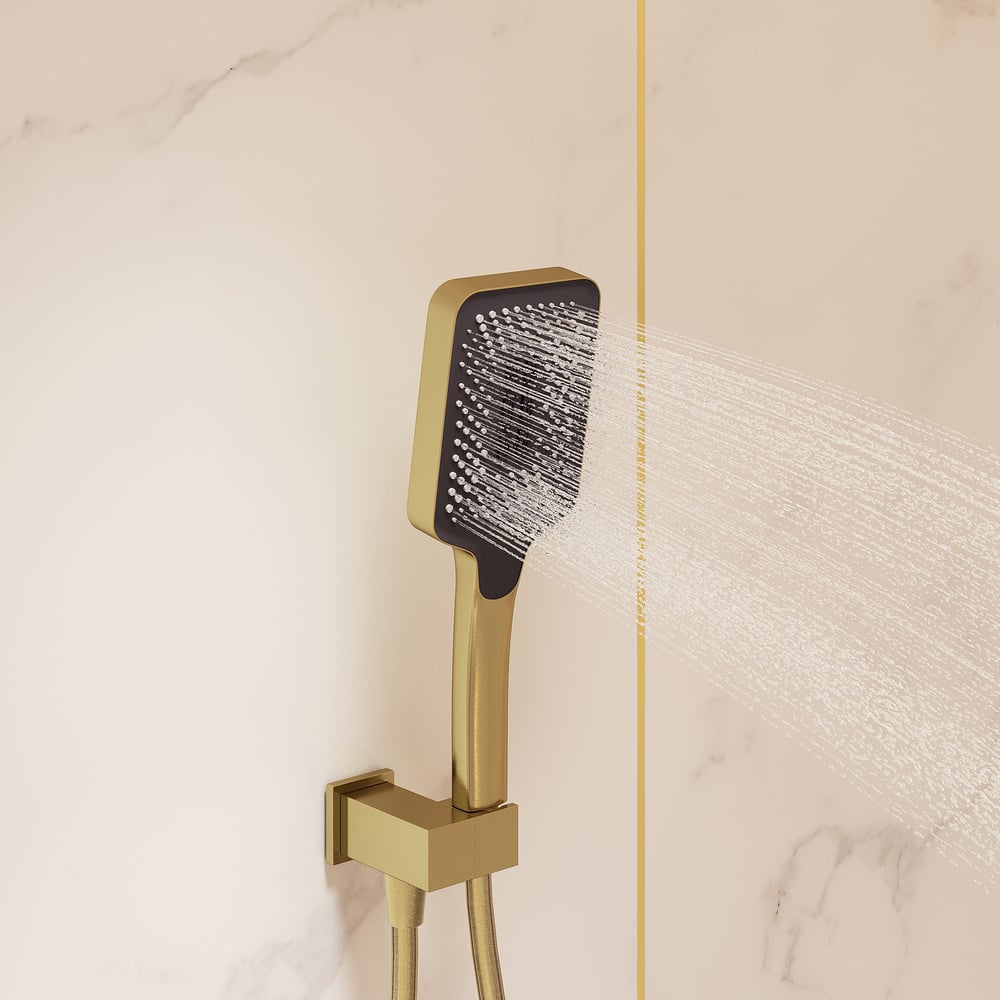 Dual Head Shower System – 12" Ceiling & 8" Wall Shower with Handheld, Solid Brass