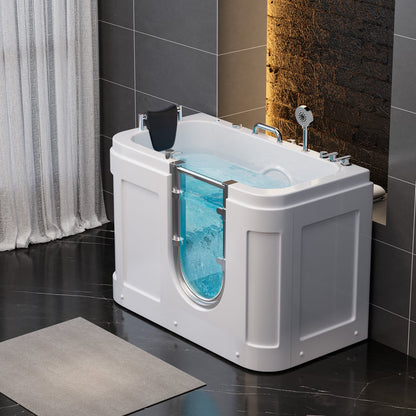 53" Walk In Whirlpool Bathtub with Built-in Seat, Massage Jets,Thermostatic Control