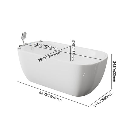 67" 2-Person Whirlpool Bathtub with Massage Jets & Thermostatic Control