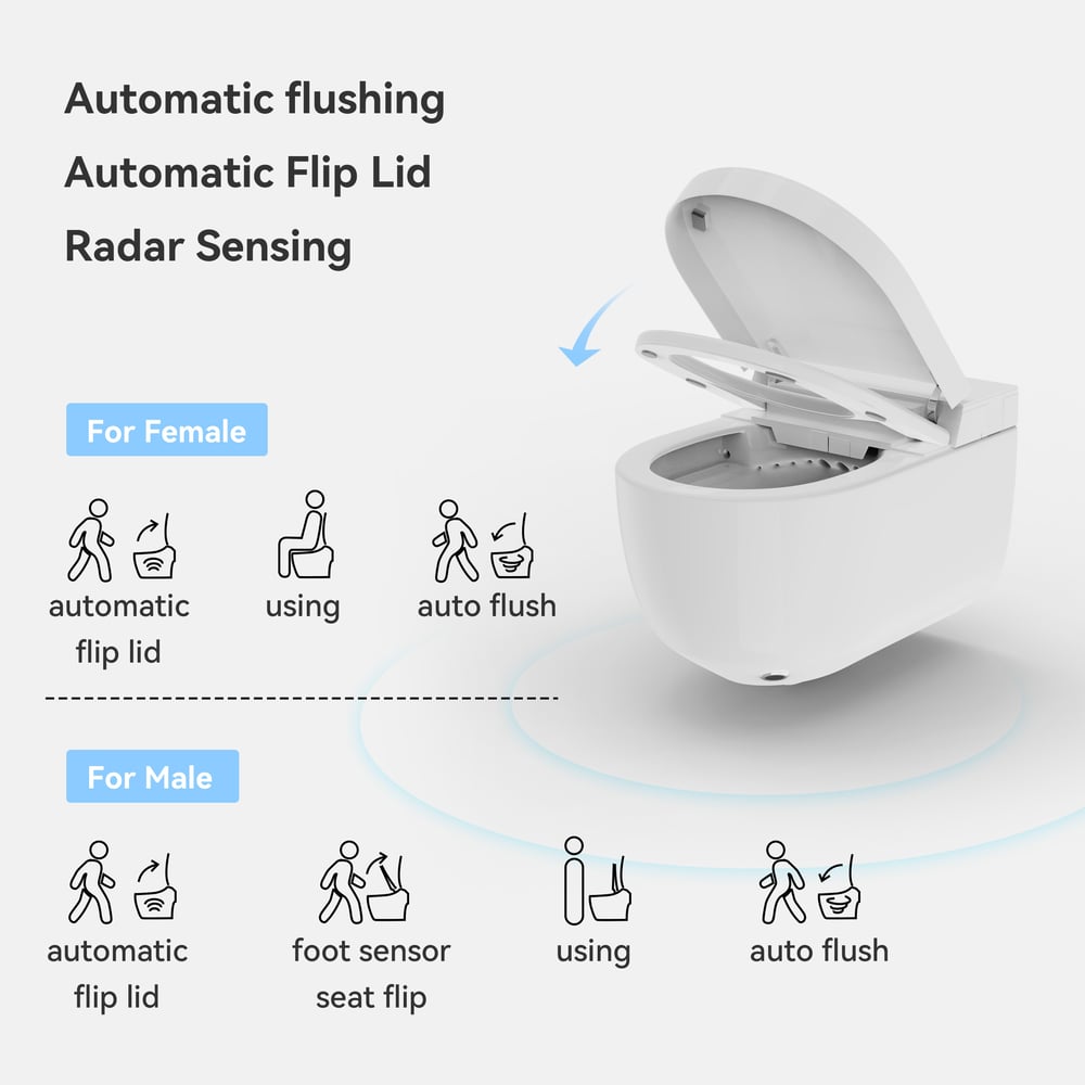 Airloo S2 Wall-Mounted Smart Bidet Toilet with In-Wall Tank, UV sterilization, 1.32 GPF