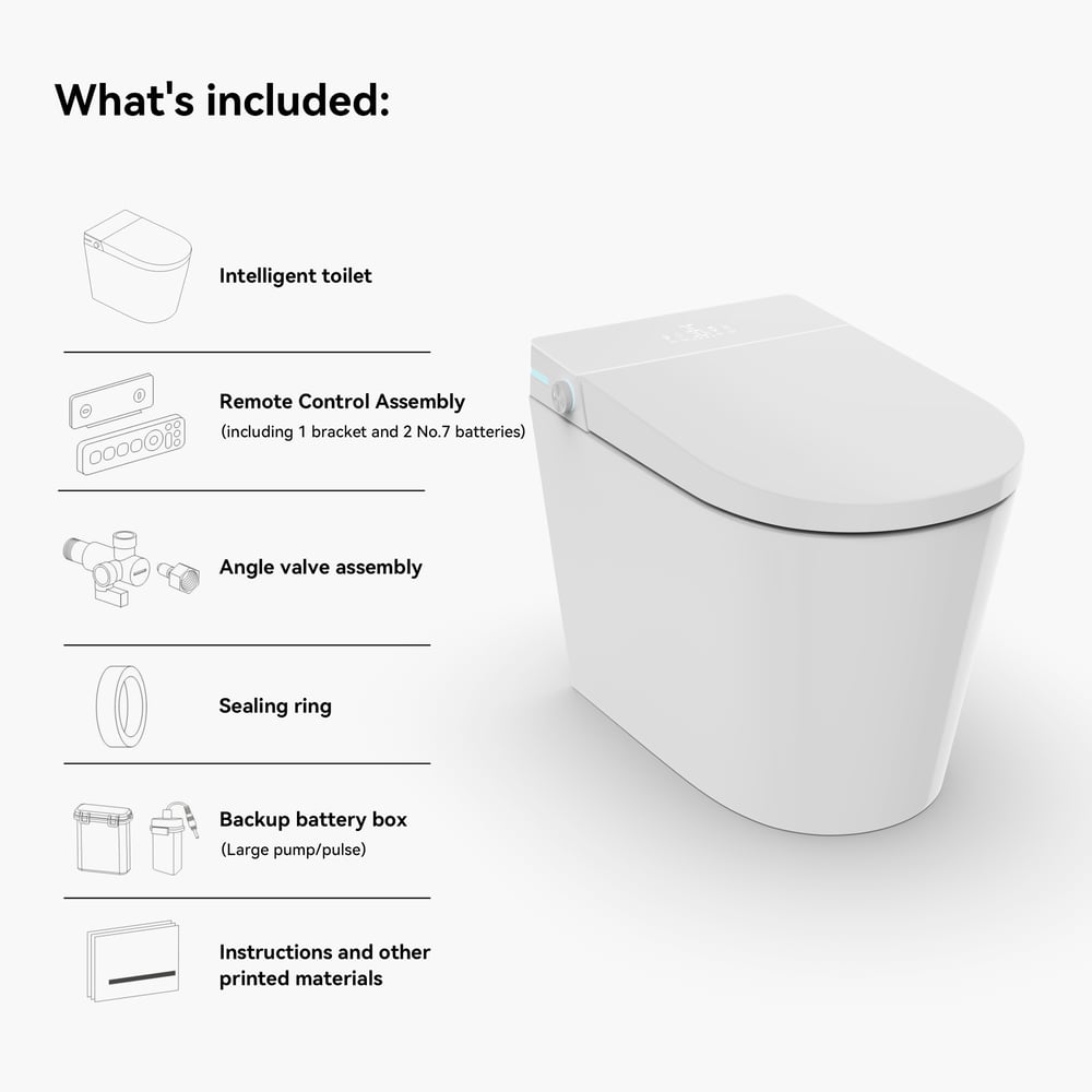 Fitro H2 Pro Compact Smart Bidet Toilet with Built-In Tank, UV Sterilization, 1.32 GPF
