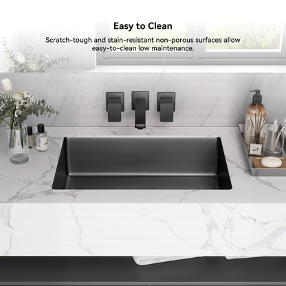 Black Modern Stainless Steel Rectangular Sink Undermount Bathroom Wash Sink