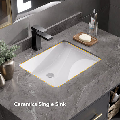 Modern 35.4" Floating Single Bathroom Vanity with Sink, Sintered Stone Top