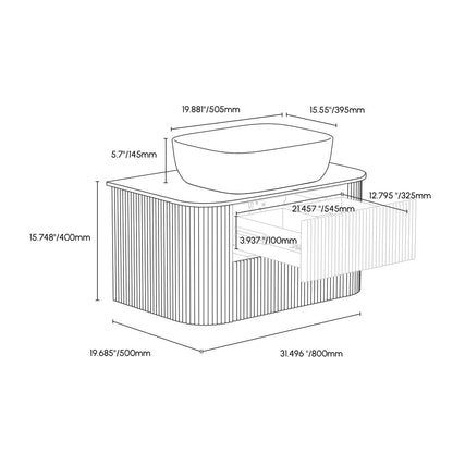 Bathroom Vanity Set 31.5" Modern Floating Sintered Stone Bathroom Vanity with Sink