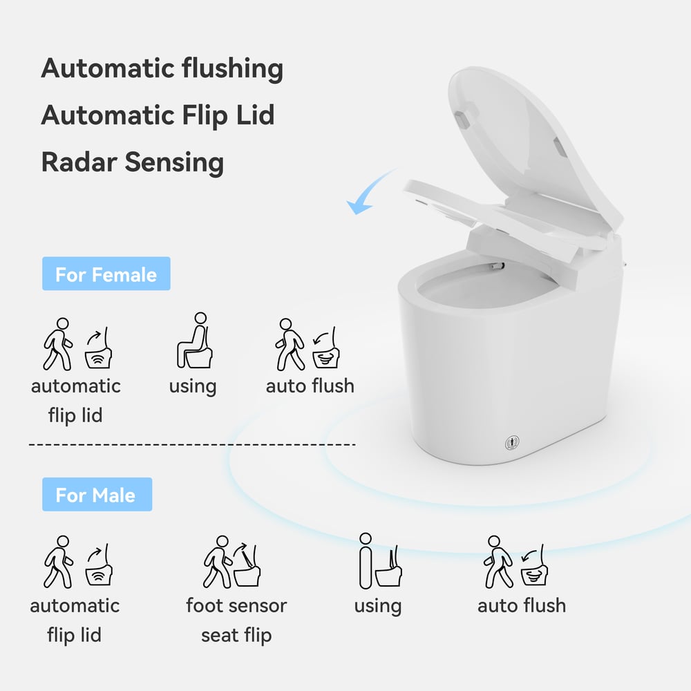 Fitro H1 Compact Smart Bidet Toilet with Deodorization and Automatic Flushing, 1.32 GPF