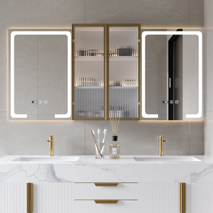 59" Double Sink Floating Vanity Set with LED Medicine Cabinet with Storage