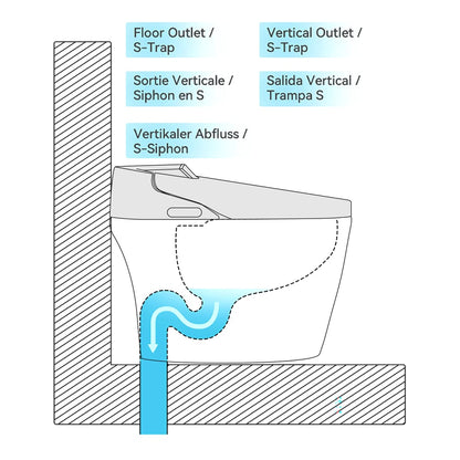 Hynova AX1 Pro Smart Bidet Toilet with Zero Water Pressure & Auto Flush, Black, 1.28 GPF