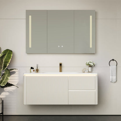Bathroom Vanity Set 47.2" Modern Warm White LED Floating Bathroom Vanity with Sink