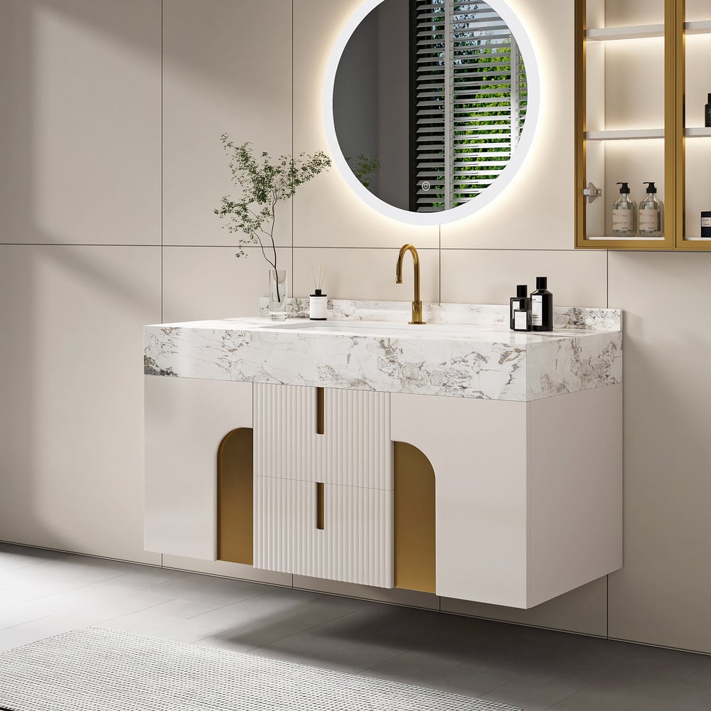 Artis 36" Floating Single Bathroom Vanity with Sink, Sintered Stone Top, Ample Storage