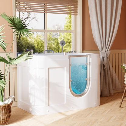 53" Walk In Whirlpool Bathtub with Built-in Seat, Massage Jets,Thermostatic Control