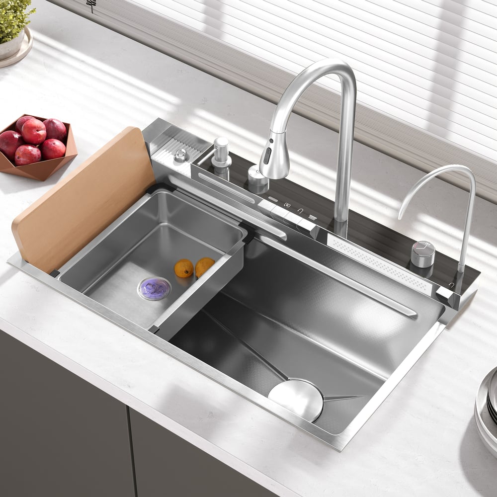 29" Drop-in Workstation Kitchen Sink with Faucet Single Bowl Stainless Steel
