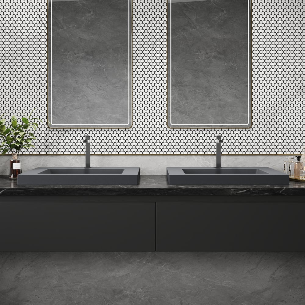 23"Rectangular Concrete Gray Drop-in Bathroom Sink
