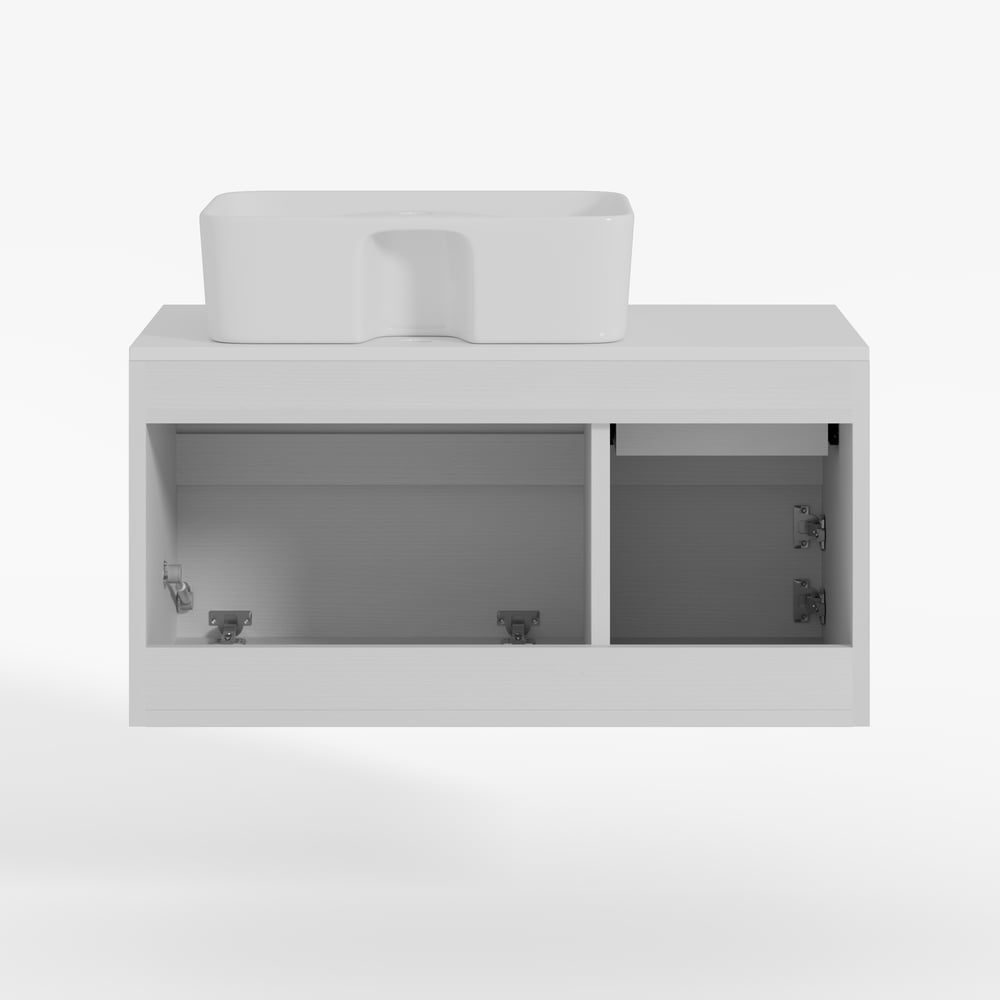 Modern 31.5" Floating Single Bathroom Vanity with Stone Resin Top, Ceramic Basin