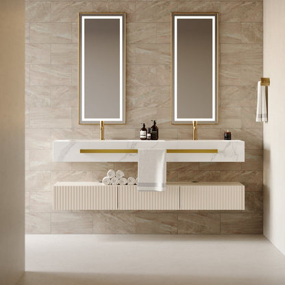 Bathroom Vanity Series 55.1" Modern Floating Bathroom Vanity White with Double Sinks