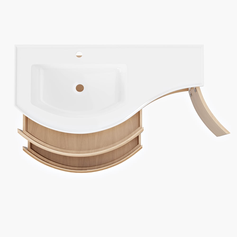 35" Floating Single Curved Bathroom Vanity with Sink & Storage