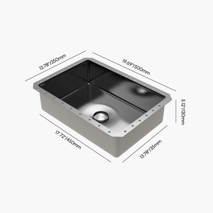 Black Modern Stainless Steel Rectangular Sink Undermount Bathroom Wash Sink