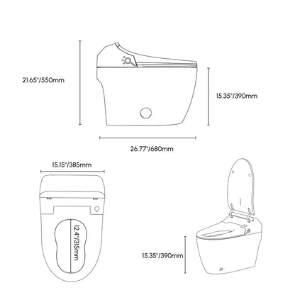 Hynova AX2 Pro Smart Bidet Toilet with Aromatherapy, Rose Gold, 1.28 GPF