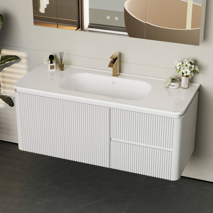 Bathroom Vanity Set 47.2" Modern Warm White LED Floating Bathroom Vanity with Sink