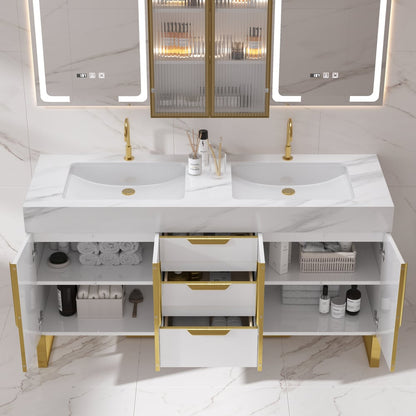 Aro 59" Double Bathroom Vanity & 59" Bathroom Storage Cabinet Set