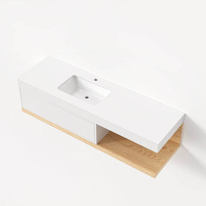 59" Floating Bathroom Vanity & LED Medicine Cabinet Set