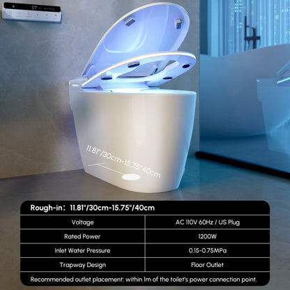 Glowin K2 Smart Bidet Toilet with Built-in Tank, 1.28 GPF