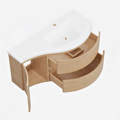 35" Floating Single Curved Bathroom Vanity with Sink & Storage