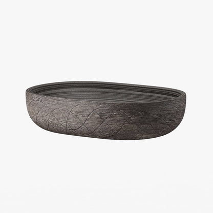 23" Grey Oval Ceramic Bathroom Sink – Matte Glazed Vessel Sink
