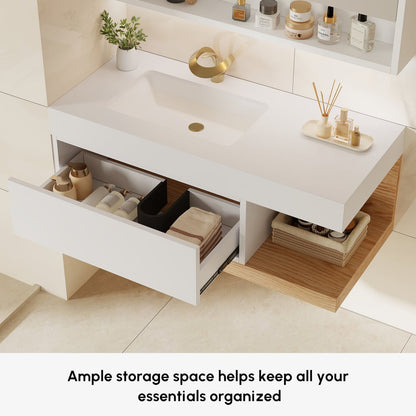 59" Floating Bathroom Vanity & LED Medicine Cabinet Set