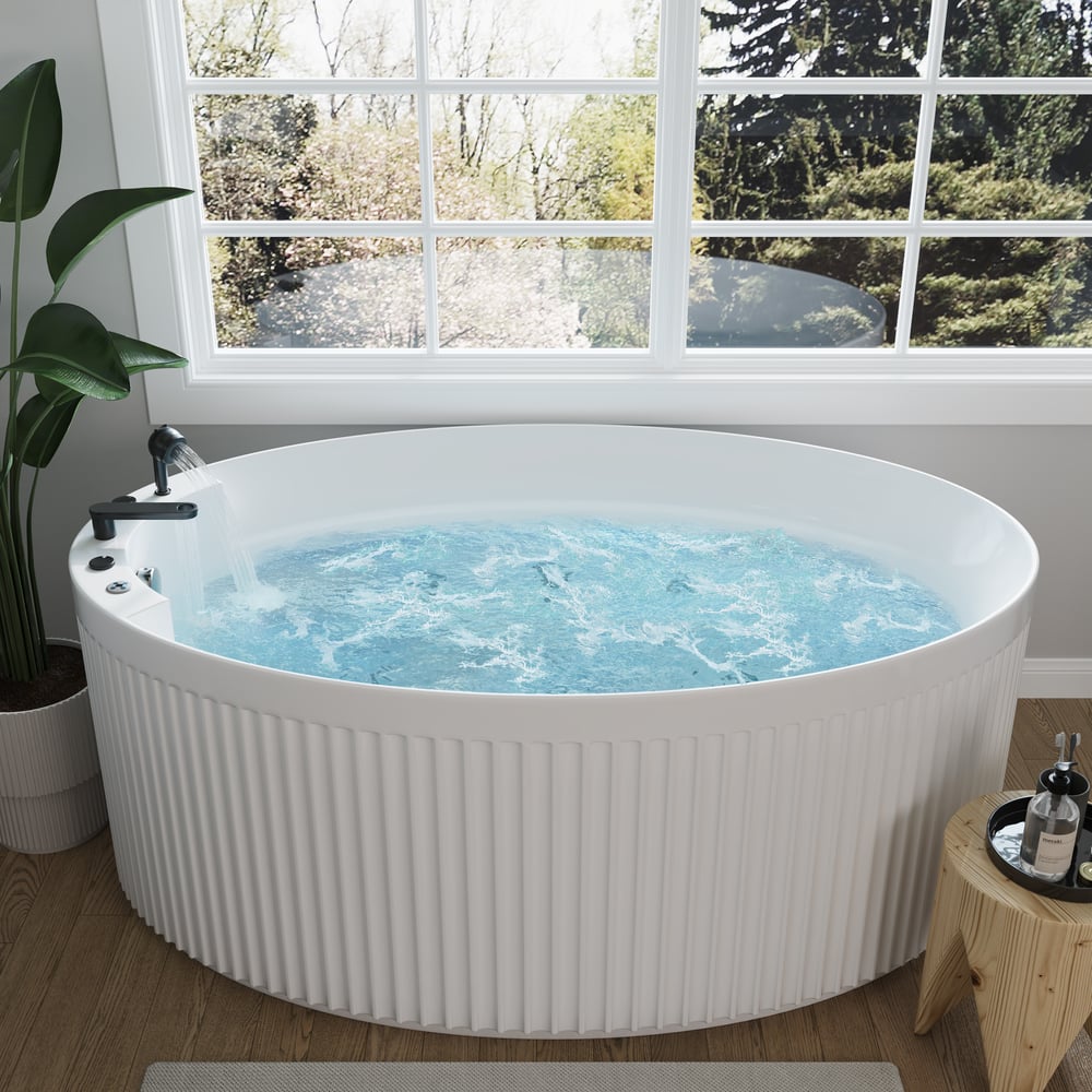 67" Fluted Acrylic Whirlpool Bathtub with Jetted Massage Temperature Control