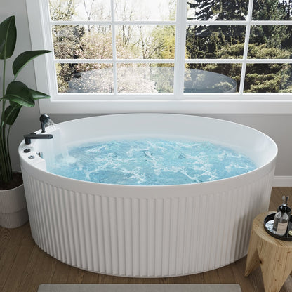 67" Fluted Acrylic Whirlpool Bathtub with Jetted Massage Temperature Control