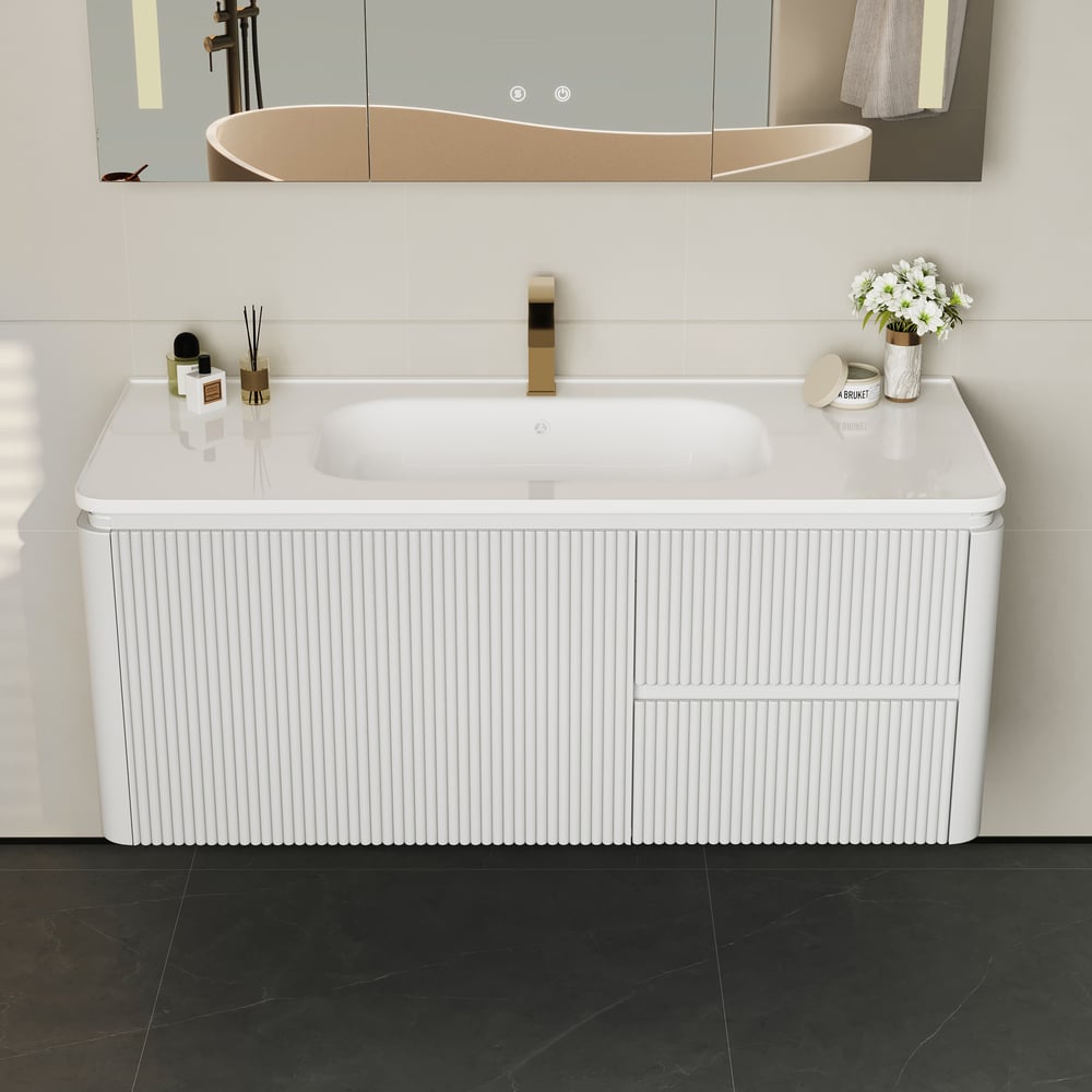 Bathroom Vanity Set 47.2" Modern Warm White LED Floating Bathroom Vanity with Sink