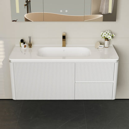Bathroom Vanity Set 47.2" Modern Warm White LED Floating Bathroom Vanity with Sink