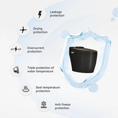 Hynova AX1 Pro Smart Bidet Toilet with Zero Water Pressure & Auto Flush, Black, 1.28 GPF