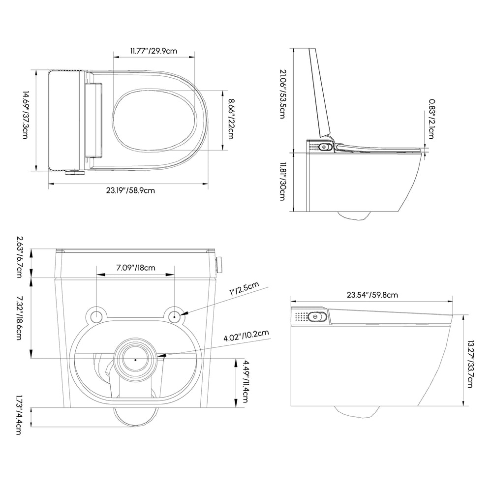 Airloo Smart Bidet Toilet with Built-in Tank and Auto-Open Lid, Dual Flush 1.1/1.6 GPF